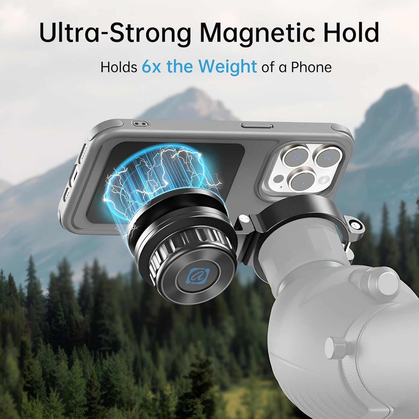 AIYUNDI Magnetic Spotting Scope Phone Adapter CNC Aluminum, Quick-Install Stable Mount for iPhone & Android Fits