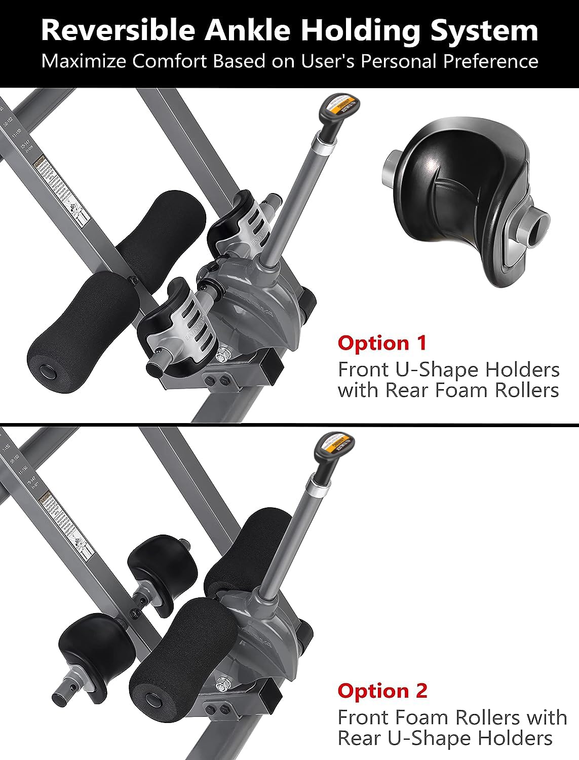 Innova Health and Fitness Inversion Table with Adjustable Headrest, Reversible Ankle Holders, and 300 lb Weight Capacity - Premium A