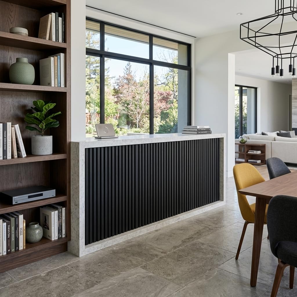 Acoustic Wood Slat Wall Panels - 4 Pack 47.2" × 23.6" Sound Proof Panels Noise Reduction for Home Office Studio, 3D Fluted Sound Dampening Absorbing Panels, Matte Black