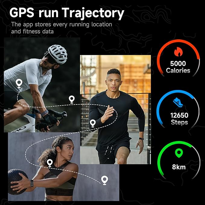 Smart Health Wristband, Fitness & Activity Tracker, One-Touch Measurement Function, Measuring Heart Rate, Sleep, Stress Health Data, 120+ Exercise Modes, Wearable Health Tracker with GPS