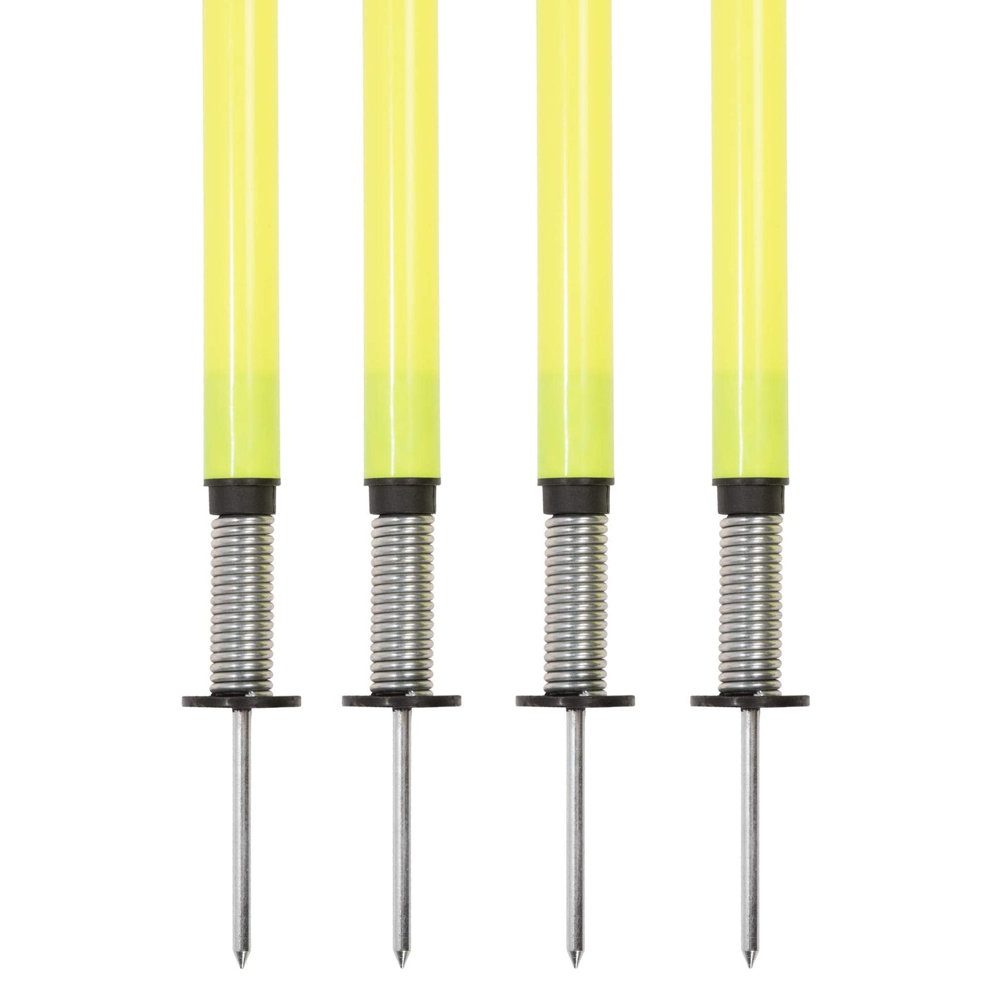 Champion Sports Outdoor Sports Agility Pole Set, 4 Rubber Bases with 12 PVC Poles, 66 Inches, Yellow
