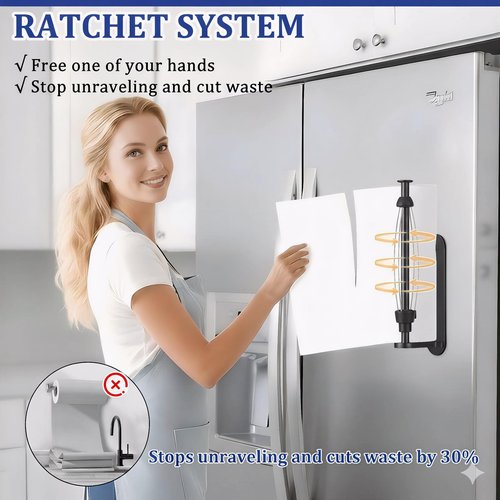 Magnetic Paper Towel Holder for Fridge-Great Adhesive Magnetic,One Hand Operable Paper Towel Holder,No Drill Wall Mount Hanging for Garage RV Kitchen (Black)