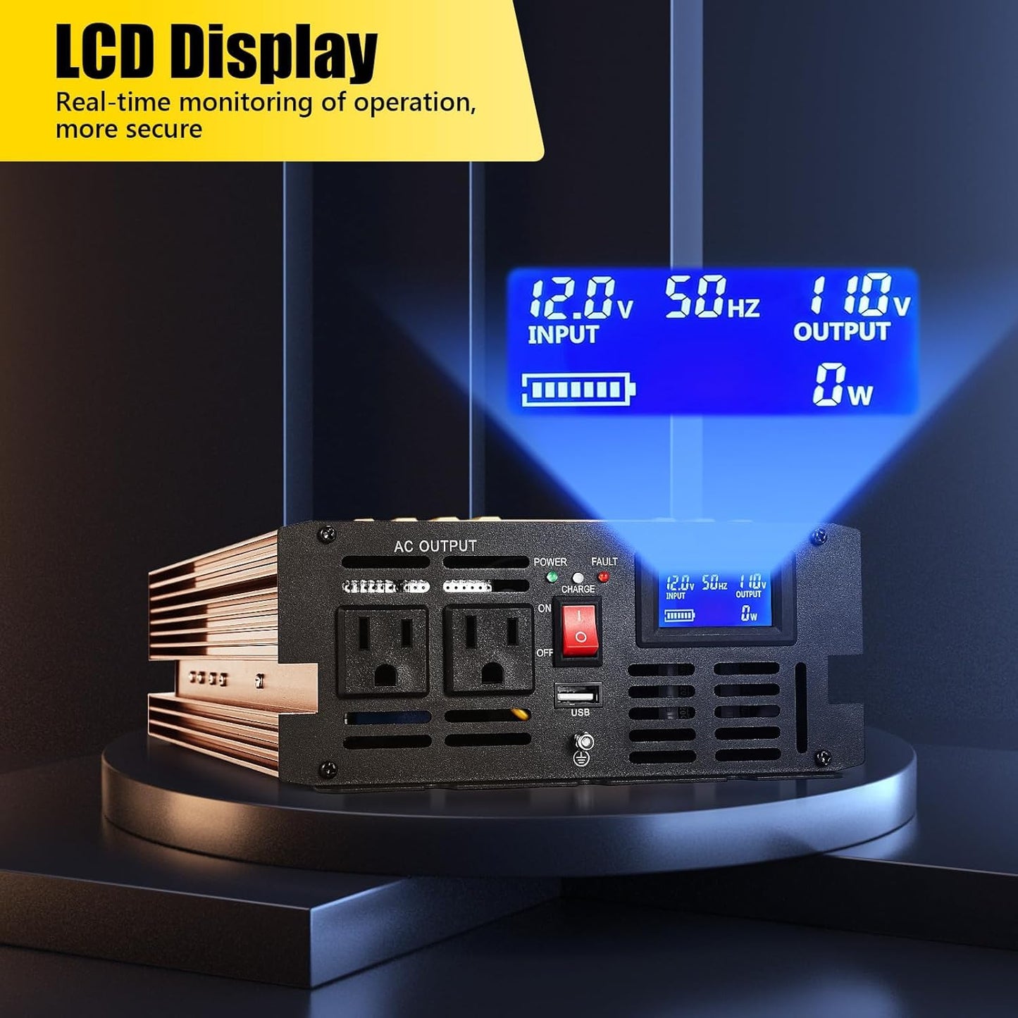 1500W Sump Pump Battery Backup System with LCD, Pure Sine Wave, Auto-Switch to Inverter for Continuous Sump Pump Operation, for Emergency and Power Failures Use