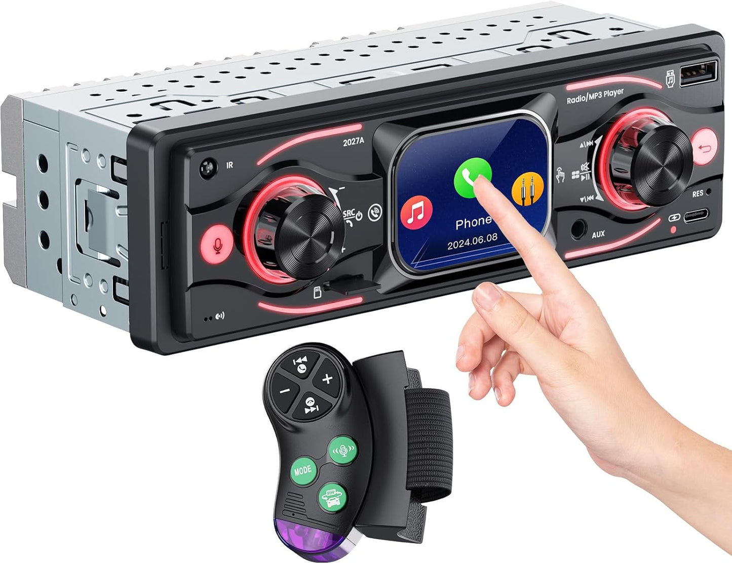 Missee MP3/USB/SD/AUX Single DIN Car Stereo with Touchscreen, Bluetooth Audio, Car Radio Receiver, Dual Input, Fast