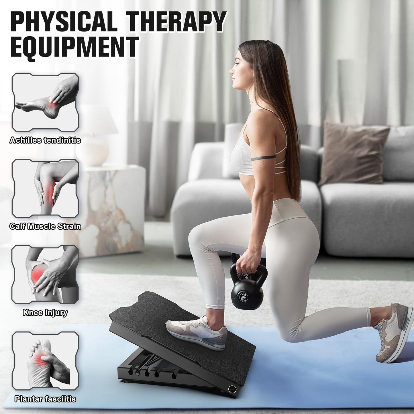 YONKFUL Steel Slant Board Calf Stretcher, 600 Lbs Weight Capacity 5-Level Adjustable Incline Board Squat Wedge Achilles Ankle Stretcher Non-Slip Surface for Squat, Fitness, Physical Therapy, Black