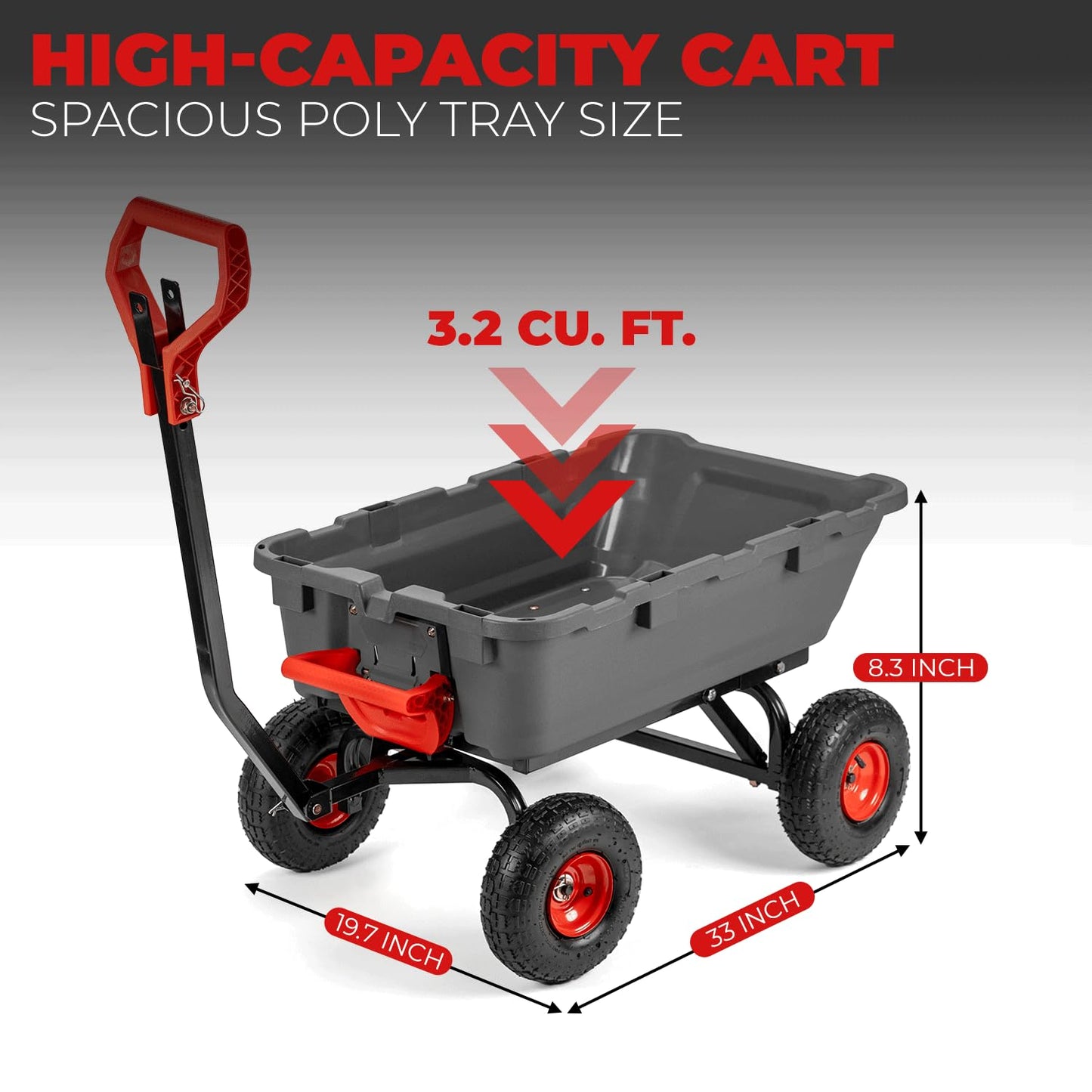 XtremepowerUS 2-in-1 Convertible Handle Heavy Duty Garden Cart Dump Wagon Utility 800-Pound Dump Cart Utility Cart for Yard, Farm 10" Pneumatic Tires