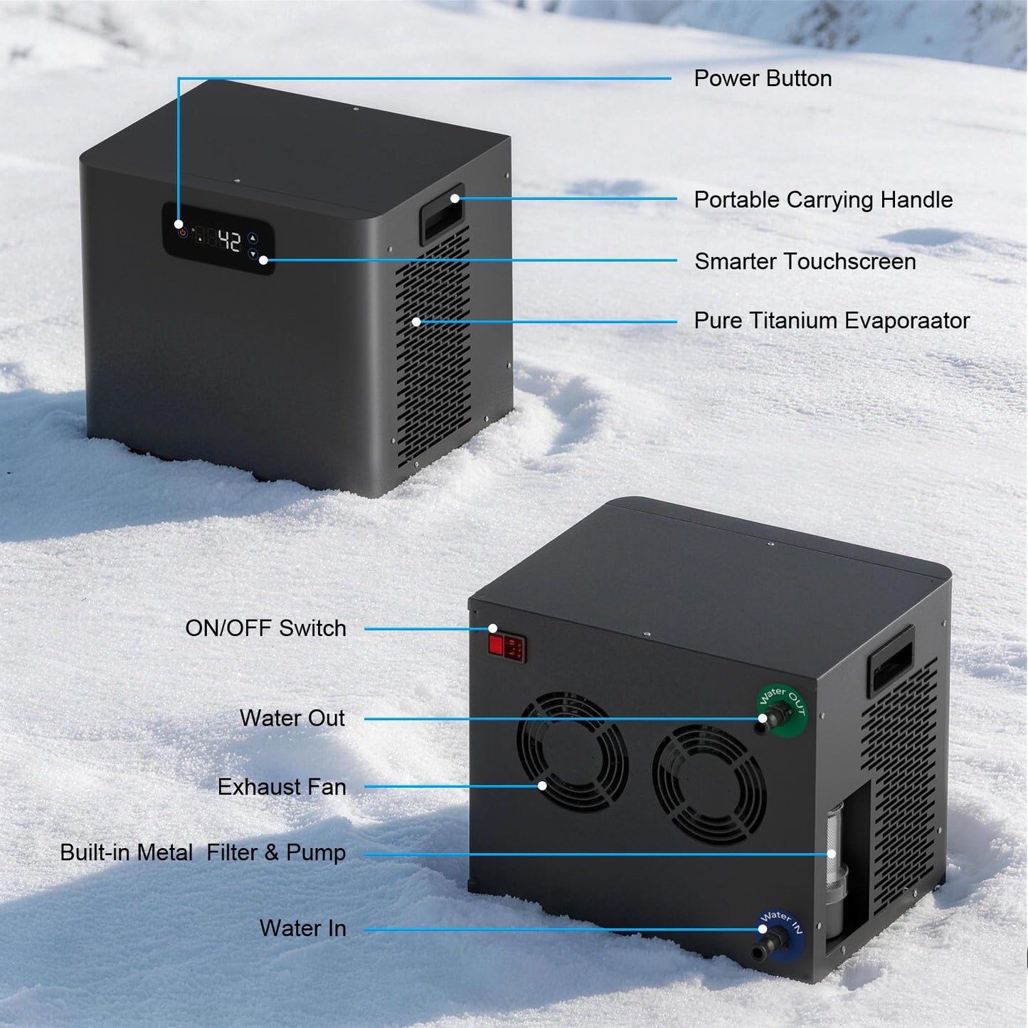 1/3HP Ice Bath Chiller & Cold Plunge Tub Kit, Cold Plunge Chiller with Built-in Pump, 120 Gal Inflatable Ice Plunge Tub, Cold Plunge Tub with Water Chiller for Cold Therapy