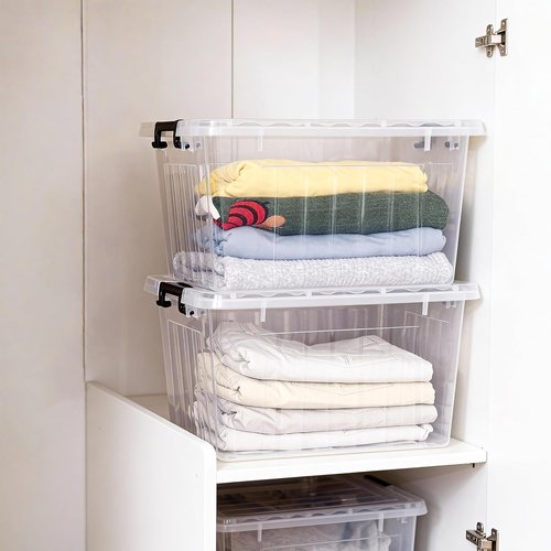 Citylife 22 QT Clear Plastic Storage Bins - Stackable & Nestable Containers with Lids | 2-Pack for Garage, Closet, Kitchen