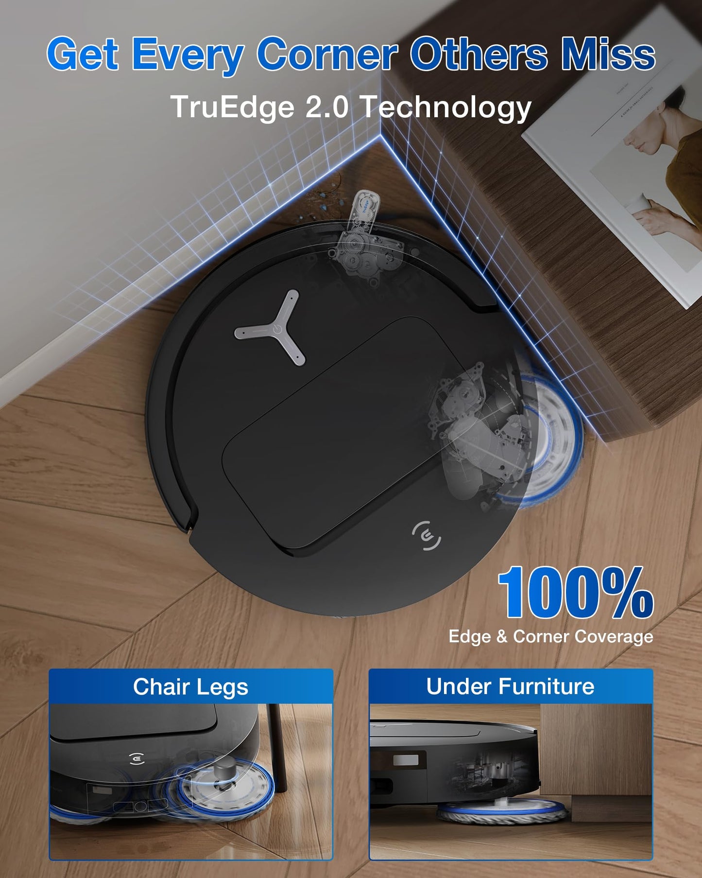 ECOVACS DEEBOT T50 Omni Robot Vacuum & Mop, 15,000Pa Suction, 3.19" Ultra-Slim, ZeroTangle 2.0, TruEdge Cleaning, AIVI 3D Navigation, Self-Emptying & Auto Mop Wash/Dry