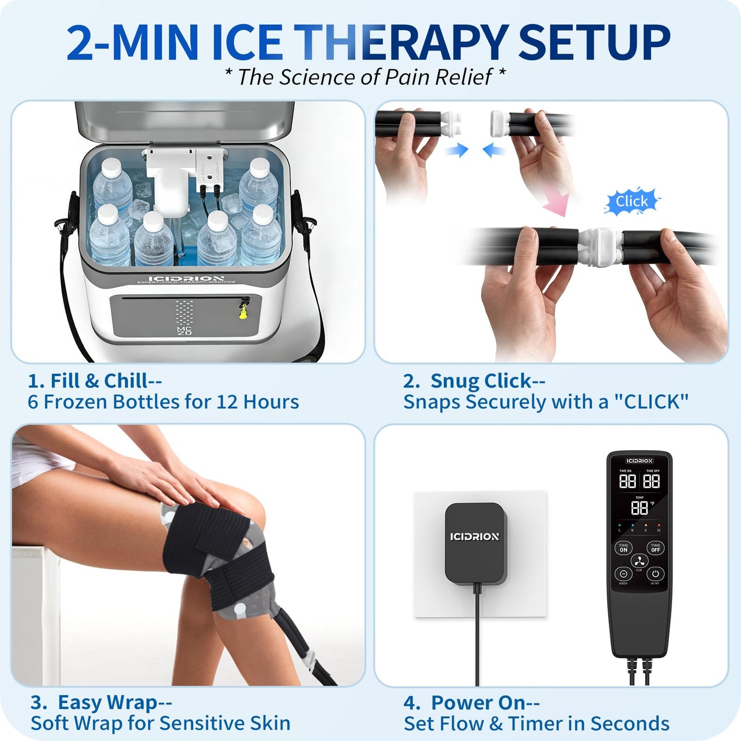 Ice Machine for Knee After Surgery, Programmable Cold Therapy Machine w/Temp Disp, 12H Knee Ice Machine Pain Relief, 12QT/Ultra-Quiet,Cryotherapy for Knee Replacement Shoulder Hip