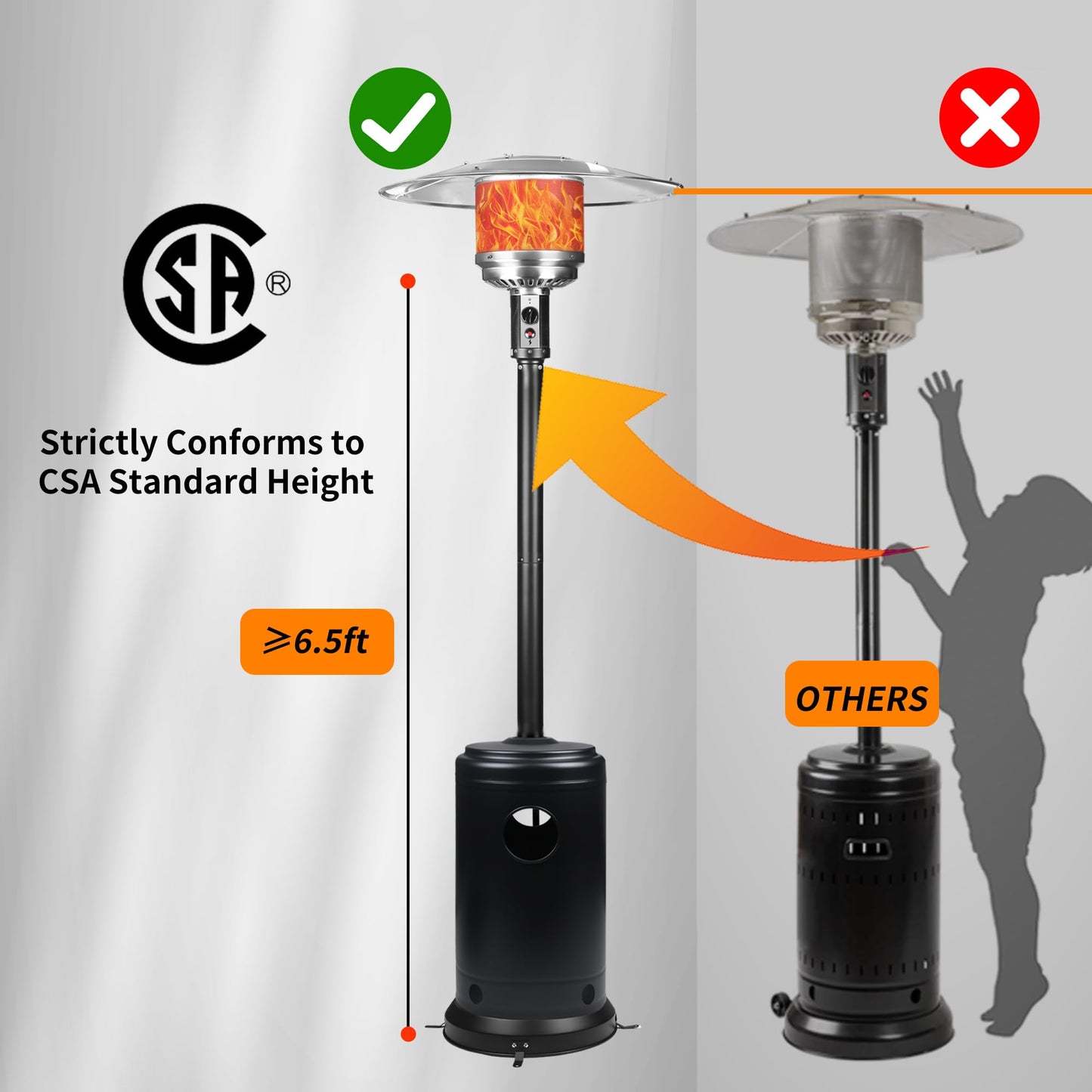 MAJARO 50,000 BTU Outdoor Propane Patio Heater with Wheels – Durable Powder-Coated Steel Gas Heater with Easy Ignition & Safety Shut-Off for Patio, Backyard, Garden, Restaurant
