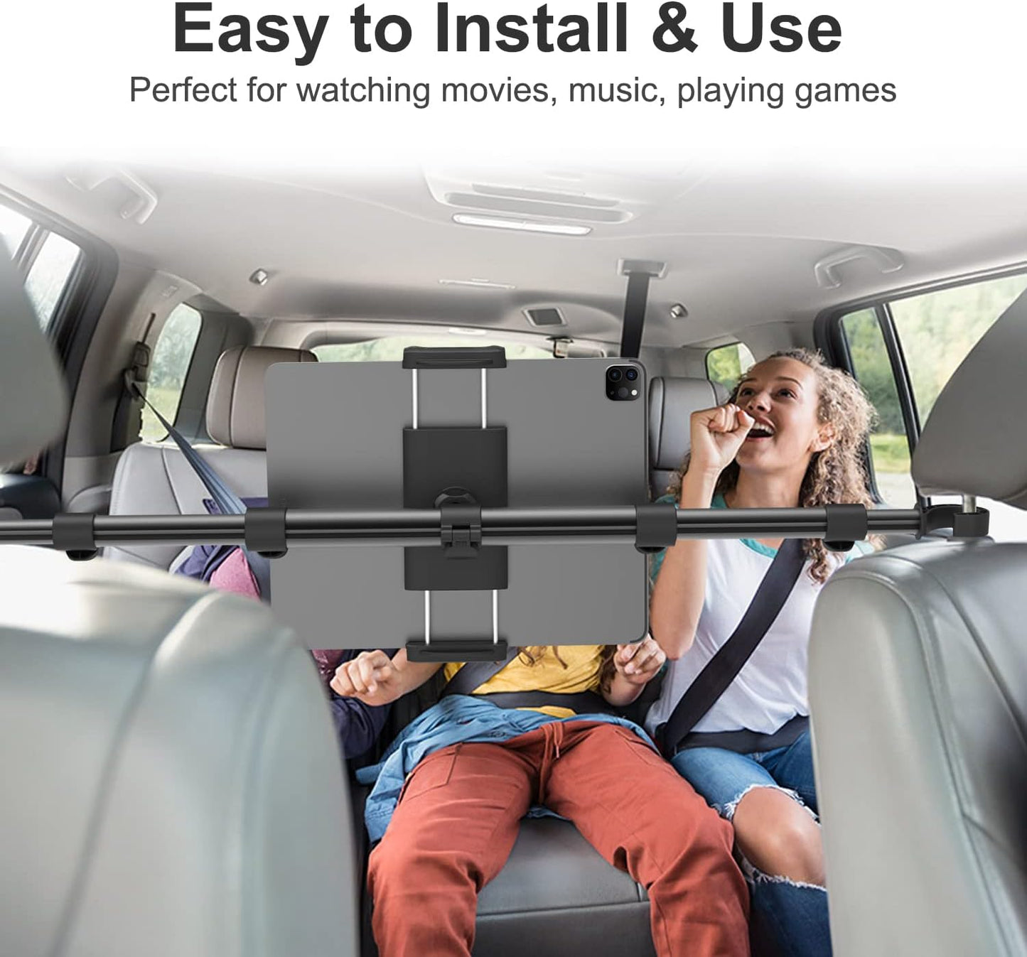 Dosvsi 32.67 inch 12.9 13 4-13" Car Headrest Tablet Holder, [Stretchable Arm] Between Seat Tablet Mount for Car
