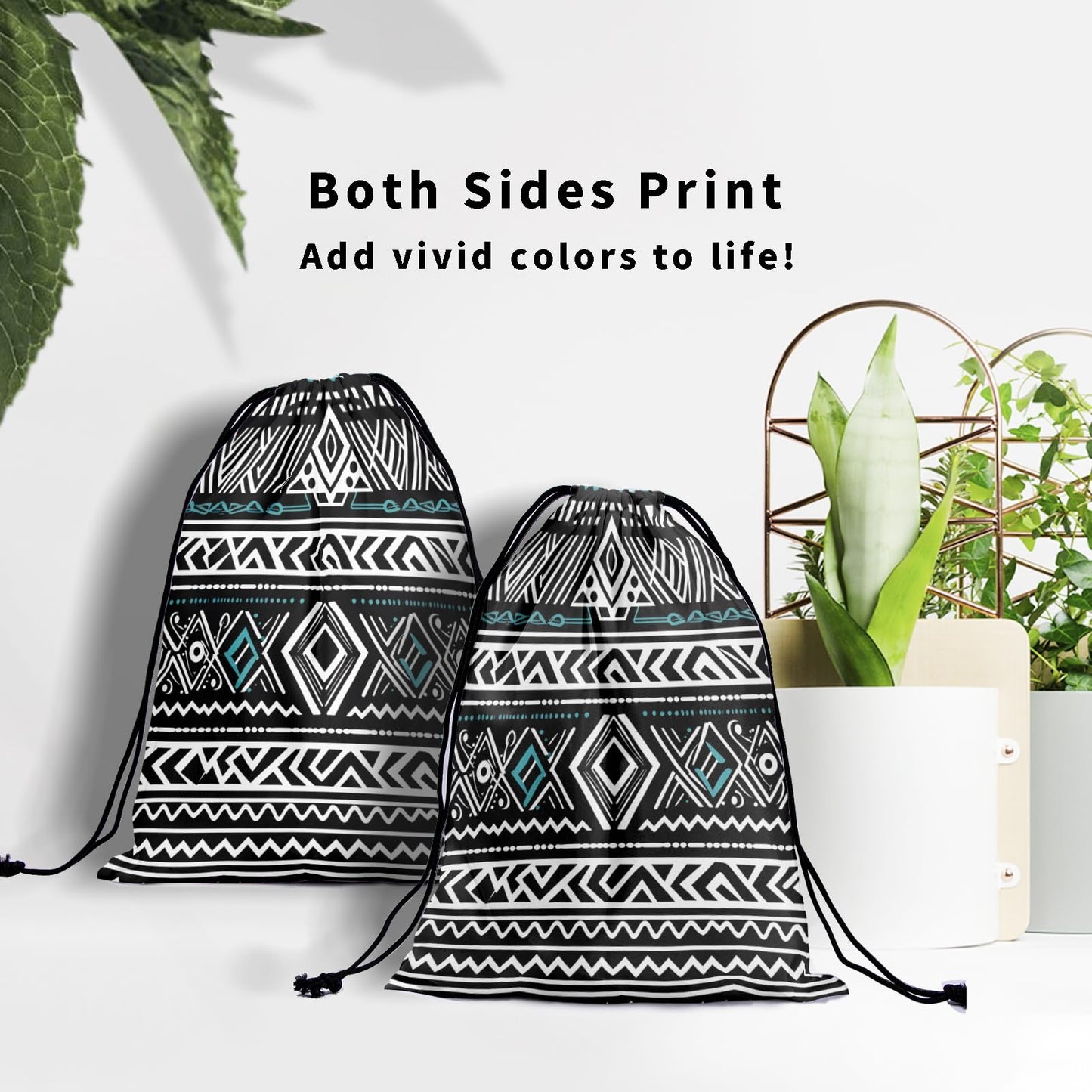 Nerxy Tribal Gymnastics Grip Bag - White Black Grip Bags for Gymnastics Mini Gym Bag Ethnic Drawstring Storage Pouch Adjustable