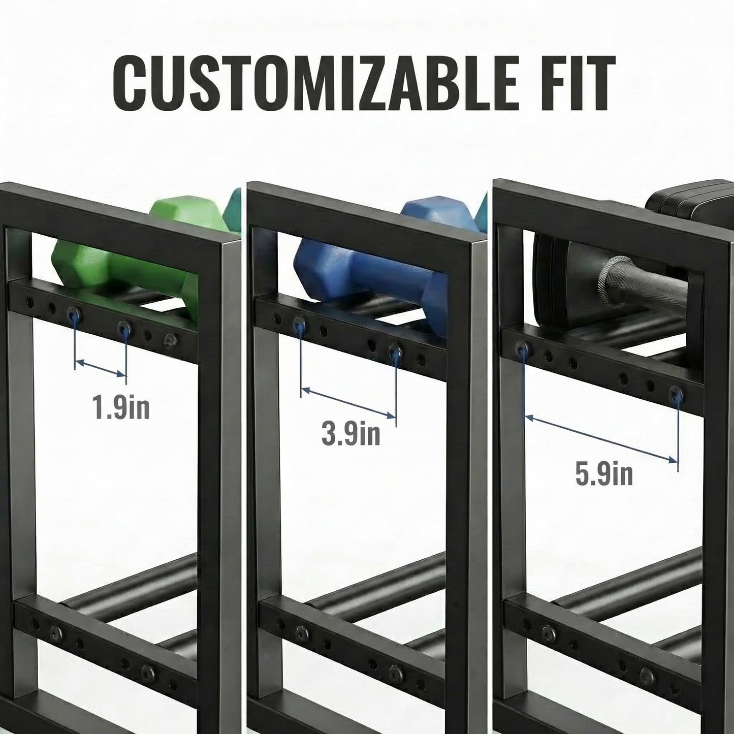 Kynbnire Dumbbell Rack, Adjustable 2-Tier Weight Rack for Home Gym, Compact Small Dumbbell Storage Rack for Dumbbells, Kettlebells and Weight Plates