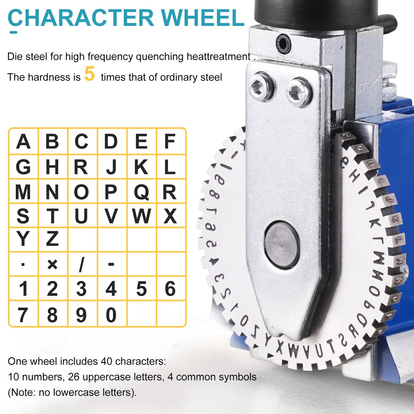 Consfly Metal Nameplate Stamping Machine Semi-Automatic Embosser Label Printing Marking Machine Dog Tag Printer (5mm Character Wheel)