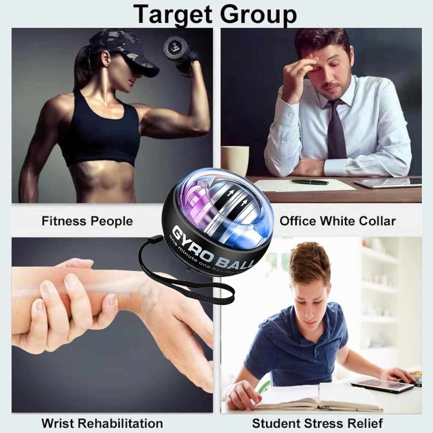 2026 New Curaball Torque Ball, Curaball Hand Exerciser, Gyro Ball with LED Lights and Portable Case, Hand Gripper Strengthener, Grip Strength Trainer for Strengthen Arms,Bones and Muscles (black1)