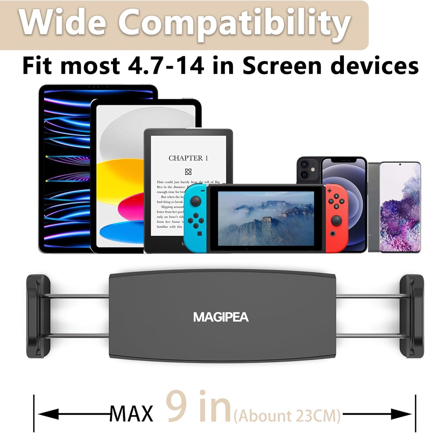 MAGIPEA 360 4.7-13" Gooseneck Tablet Holder for Bed, Flexible Tablet Stand Holder with Adjustable, Hands Free Tablet