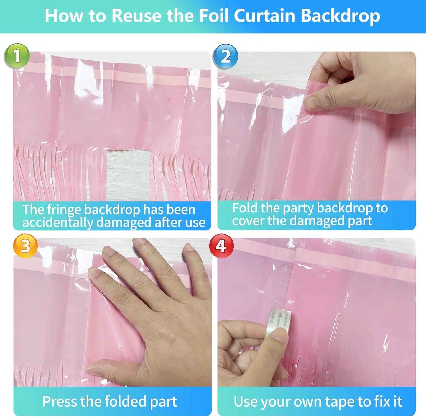 Pastel Pink Foil Fringe Curtain Backdrop - 3.3x8.2ft Party Decorations | Perfect for Birthdays & Celebrations