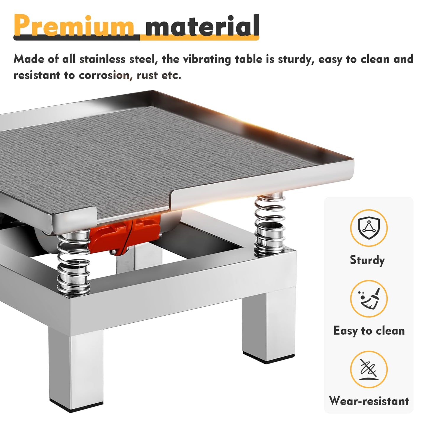 Epidioxi Concrete Vibration Table Vibrating Test Bench Model Plaster Oscillator Stainless Steel Vibrating Table for Concrete, Molds, Resin 110V (13.8x13.8 inches)