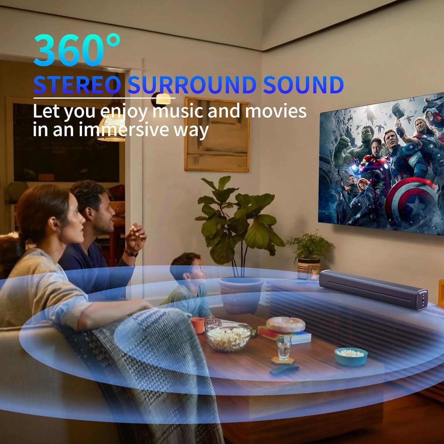 Jierben 50W Sound Bar for Smart TV, Sound Bar, Bluetooth Soundbar for TV, Surround Sound Speakers