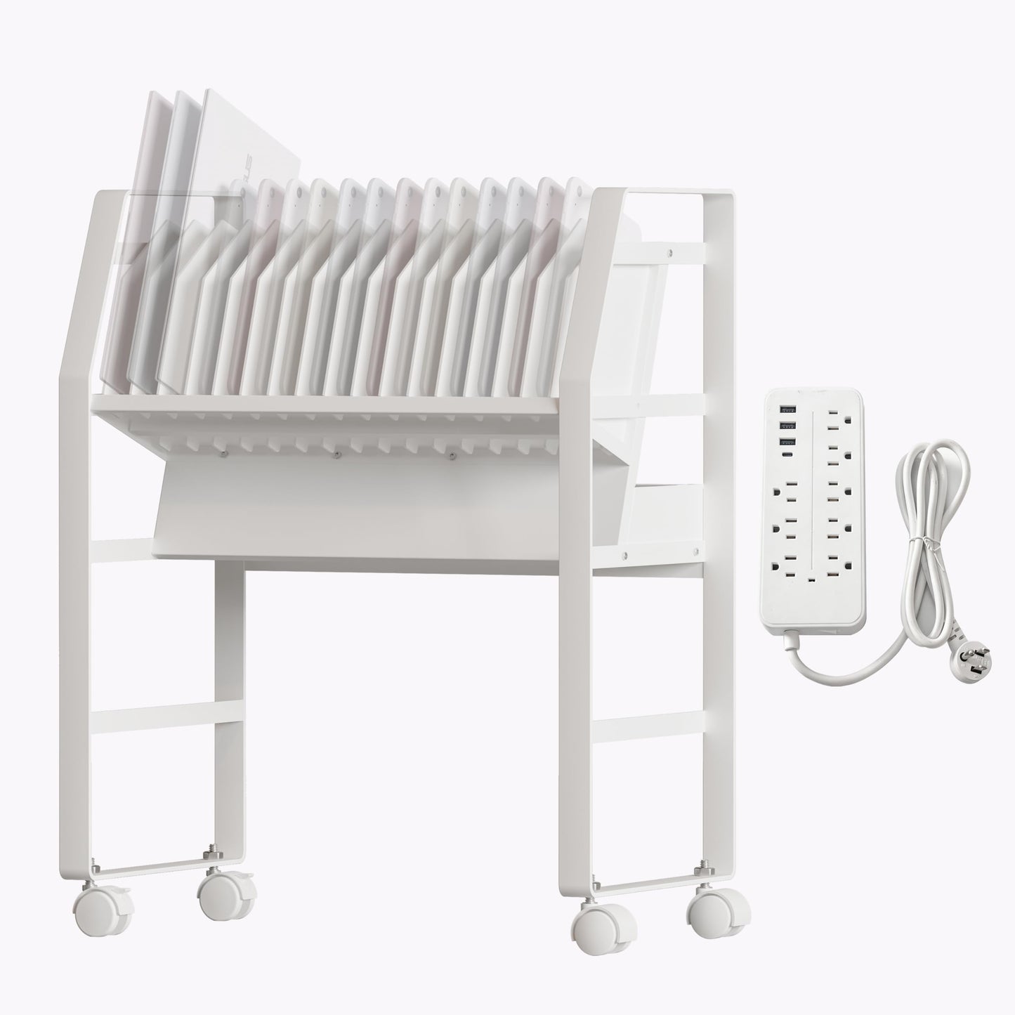 Yunphia US Charging Cart for Chromebook, Fit Up to 16 Laptop,ipad or Chromebooks,Portable Charging Stand,Compatible with Any Screen Size, Easy Access Slots, Removable Dividers,Surge Protection.