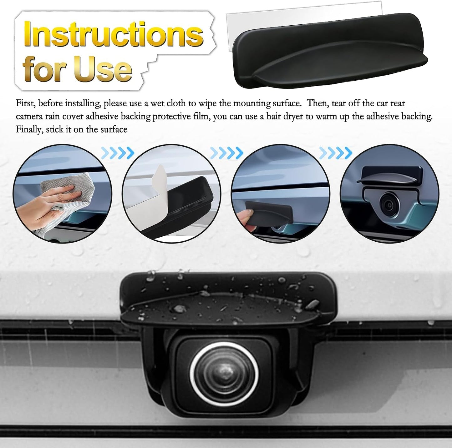 carleef New Car Backup Camera Rain Shield,Silicone Reverse Camera for Car Rains Shield Keeps Imaging Clear,Extended