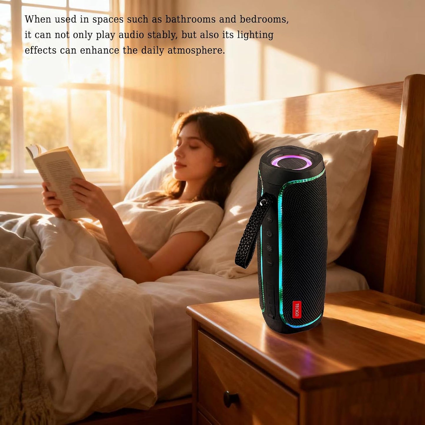 TECIGO 5.3 Portable Bluetooth Speakers Long-Lasting Wireless Bluetooth Speaker with Bluetooth Technology All-Around