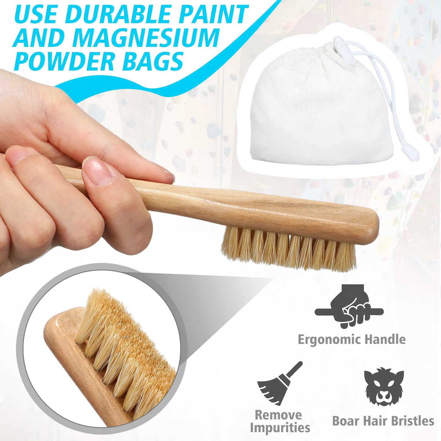 Shappy 4 Pcs Climbing Chalk Bag Set Includes Chalk Bag, Brush and Ball Pouch with Adjustable Belt Waterproof Rock Equipment for Climbing, Gymnastics, Weight Lifting, Bouldering and More