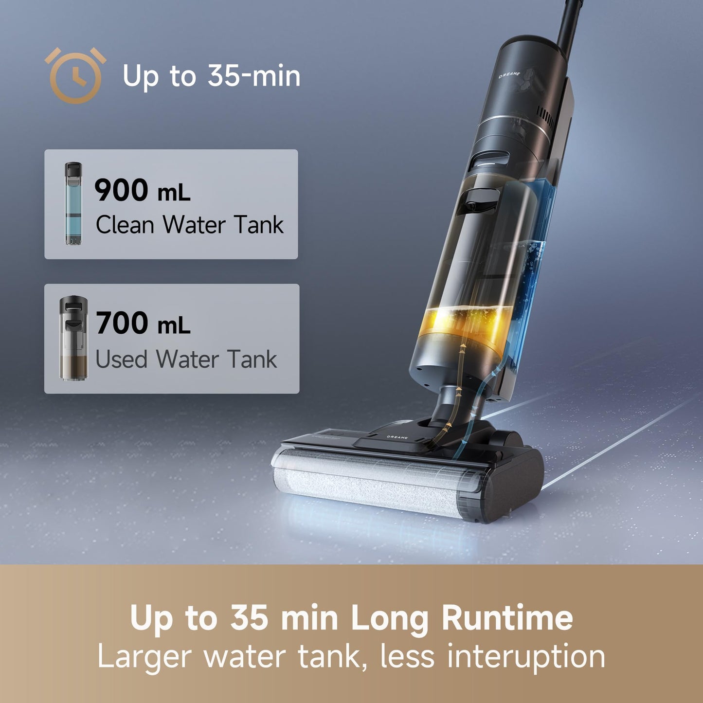 DREAME H12S Cordless Vacuum Mop, Vacuum and Mop at The Same Time, Wet Dry Vacuum for Hard Floors, Edge Cleaning, Hot Air Drying, Smart Floor Cleaner Machine Great for Sticky Messes on Multi-Surfaces