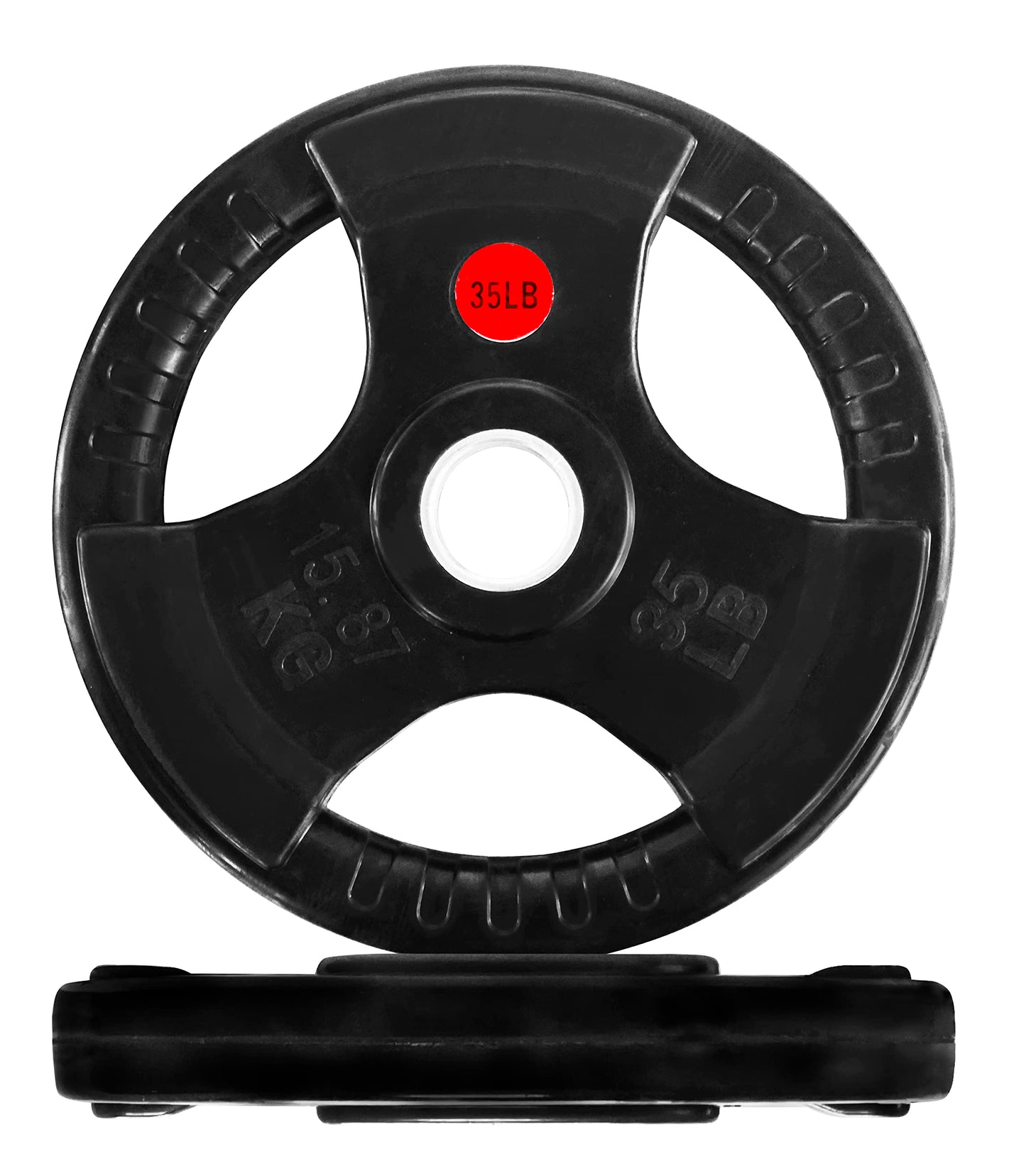 Olympic 2-Inch Cast Iron Plate Weight Plate for Strength Training and Weightlifting, Rubber Coate Style, 35LB Pair
