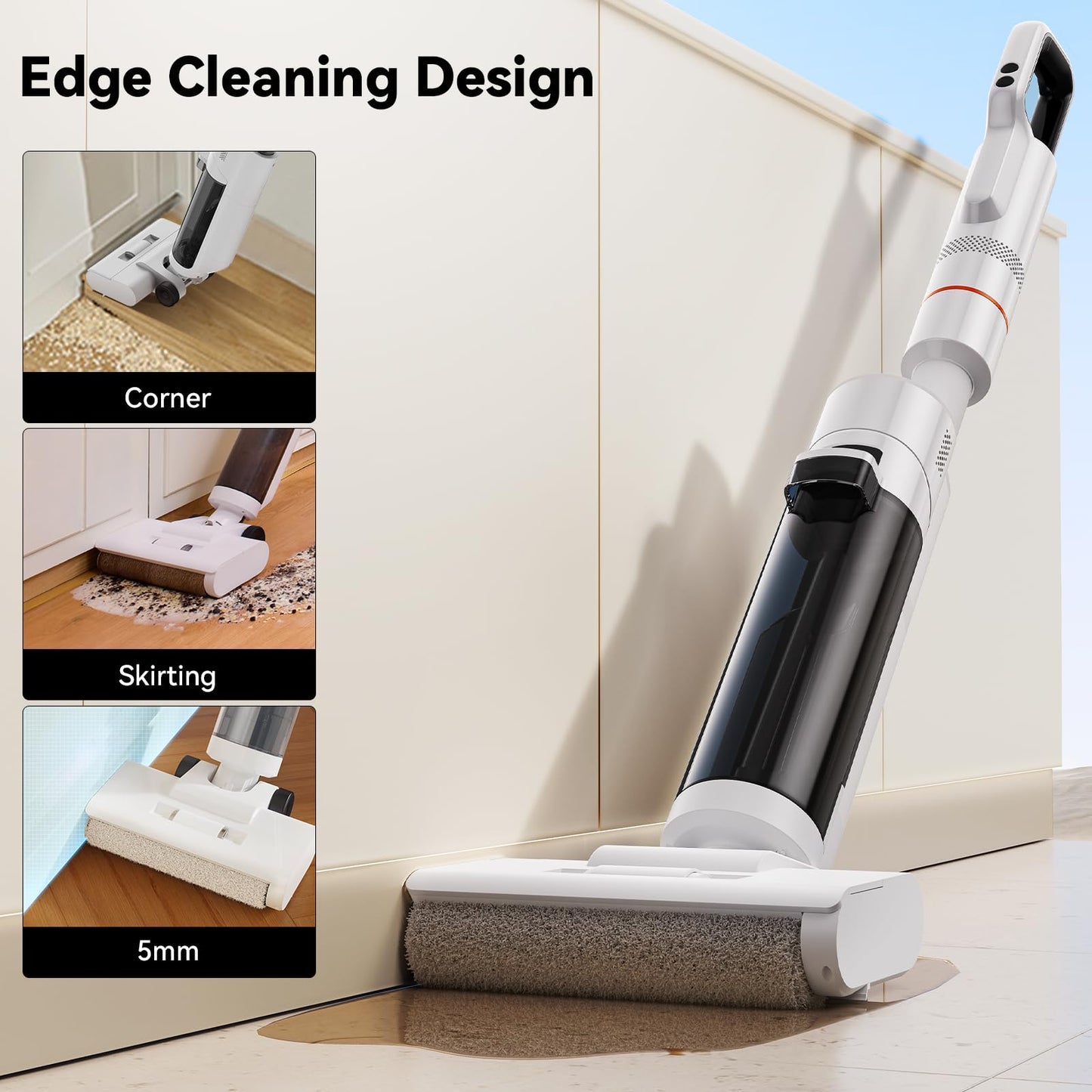 JONR ED20 Pro 4-in-1 Wet Dry Vacuum Cleaner Cordless,17000 Pa Vacuum Suction Power, Self-Cleaning and Automatic Drying with One Click, Intelligent Voice Reminder