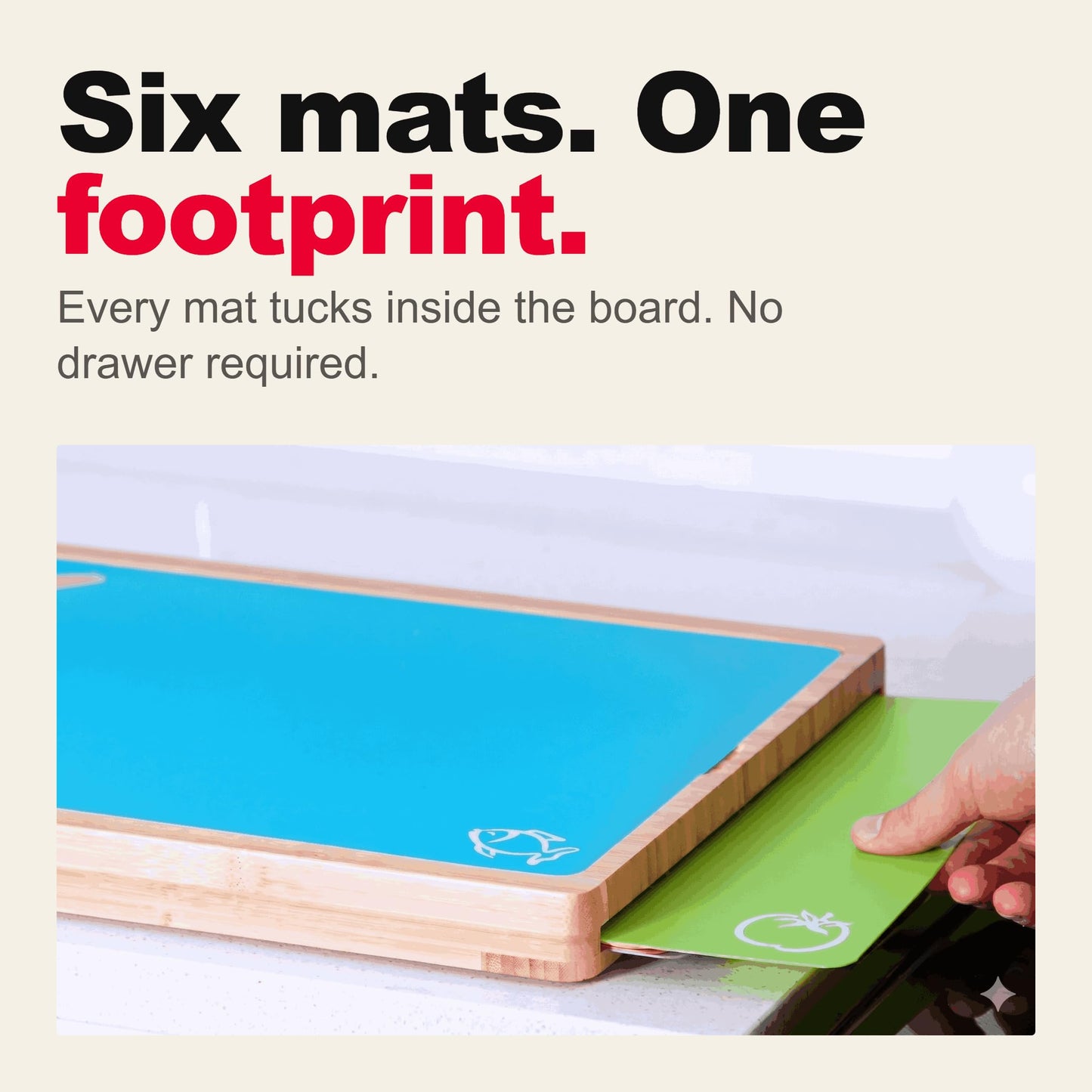 Bamboo Cutting Board Set with 6 Color Coded Mats with Food Icons, BPA-Free Non Slip Easy Clean Chopping Boards for Kitchen with Holder, Dishwasher Safe for Meal Prep & Serving, Large | Cooler Kitchen