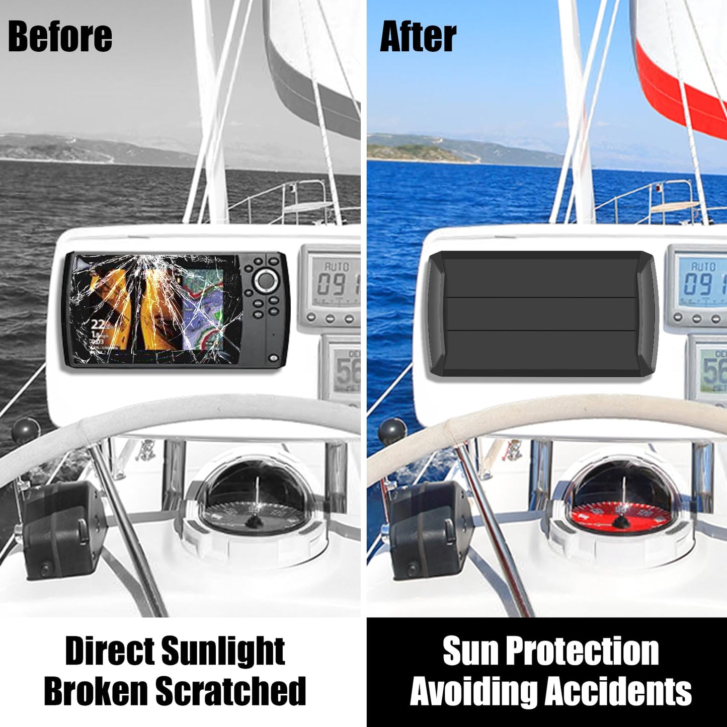 Helix7 Cover- Heavy Duty Fish Finder Sun Cover,Helix 7 Cover Straps Neoprene Screen Protector for 780036-1 UC H7 PR,Fits Most of Helix 7 Series,Professional Protection from Sun/Weather Damage-Black1