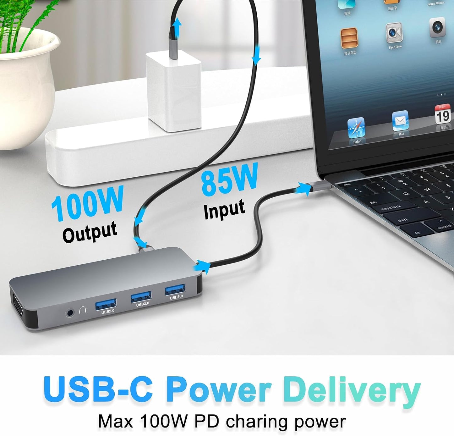 Aibilangose 10 1 HDMI/VGA/PD/USB/SD/TF/3.5mm Docking Station Dual Monitor, USB C to Dual HDMI Adapter, Computer Docking