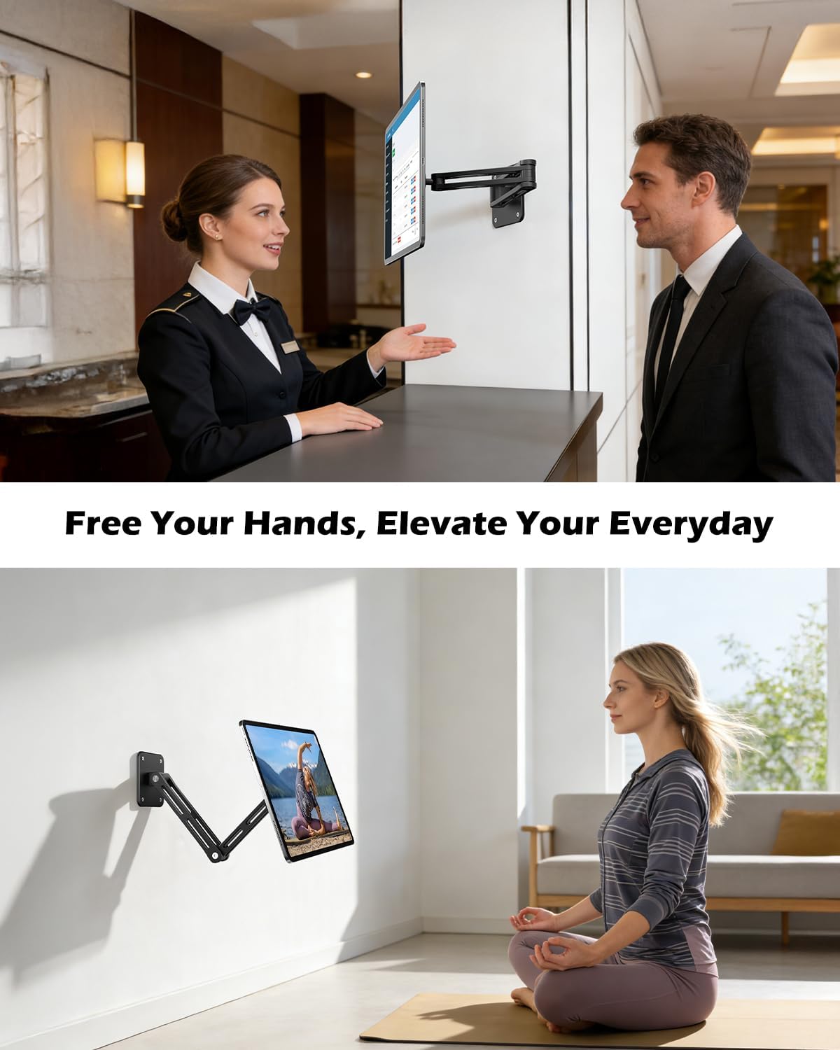 CloudValley 360Rotating 4.7-13" Foldable iPad Wall Mount Holder Compatible with MagSafe, with Base Adjustable Tablet