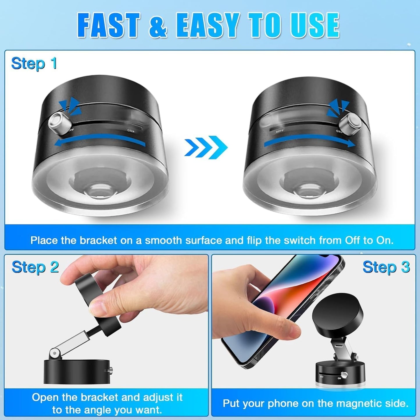 Belcompany Holder,2025 16/15/14/13/12 Vacuum Magnetic Suction Phone Upgraded Adjustable Suction Cup Car Phone