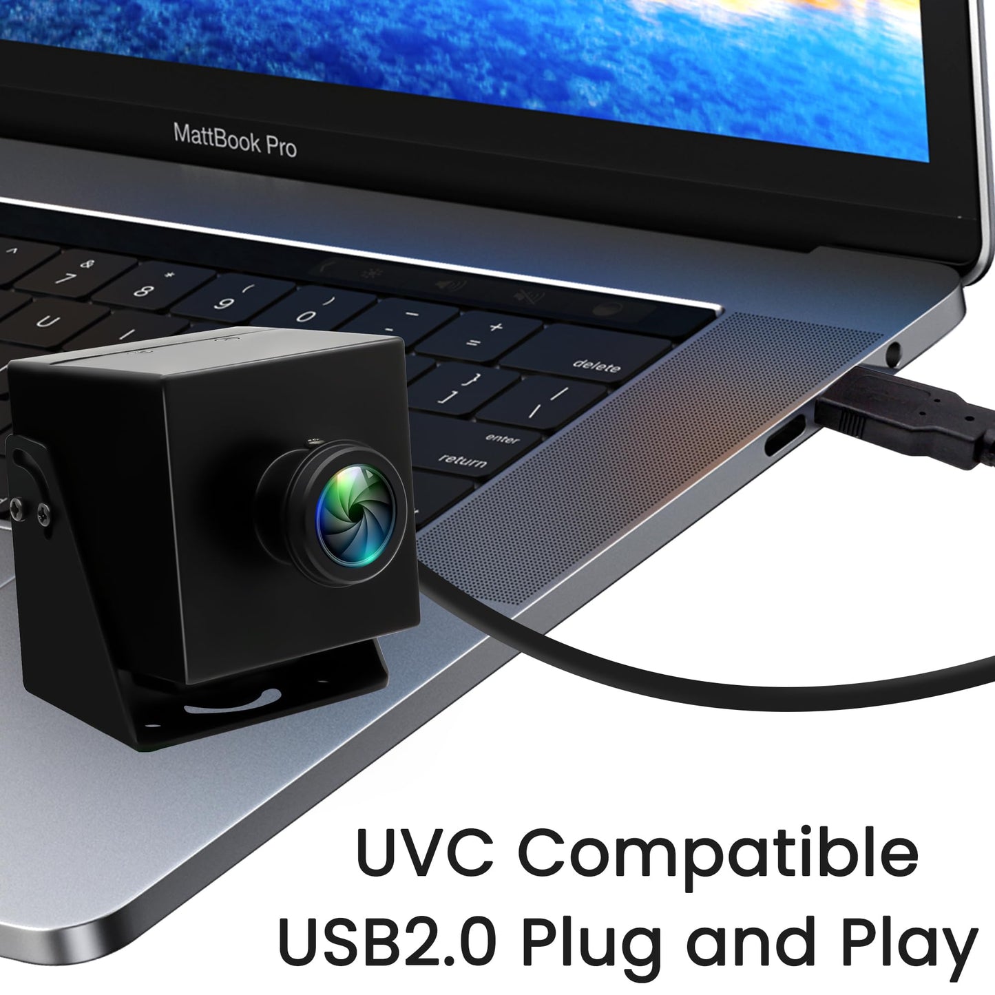 IFWATER 48MP USB Camera 8K Webcam 6000P Ultra HD Cam with 200Degree Wide Angle Fisheye Lens PC Computer Lightburn for Laser Engraver Plug and Play for Document Scanning Face Recognition