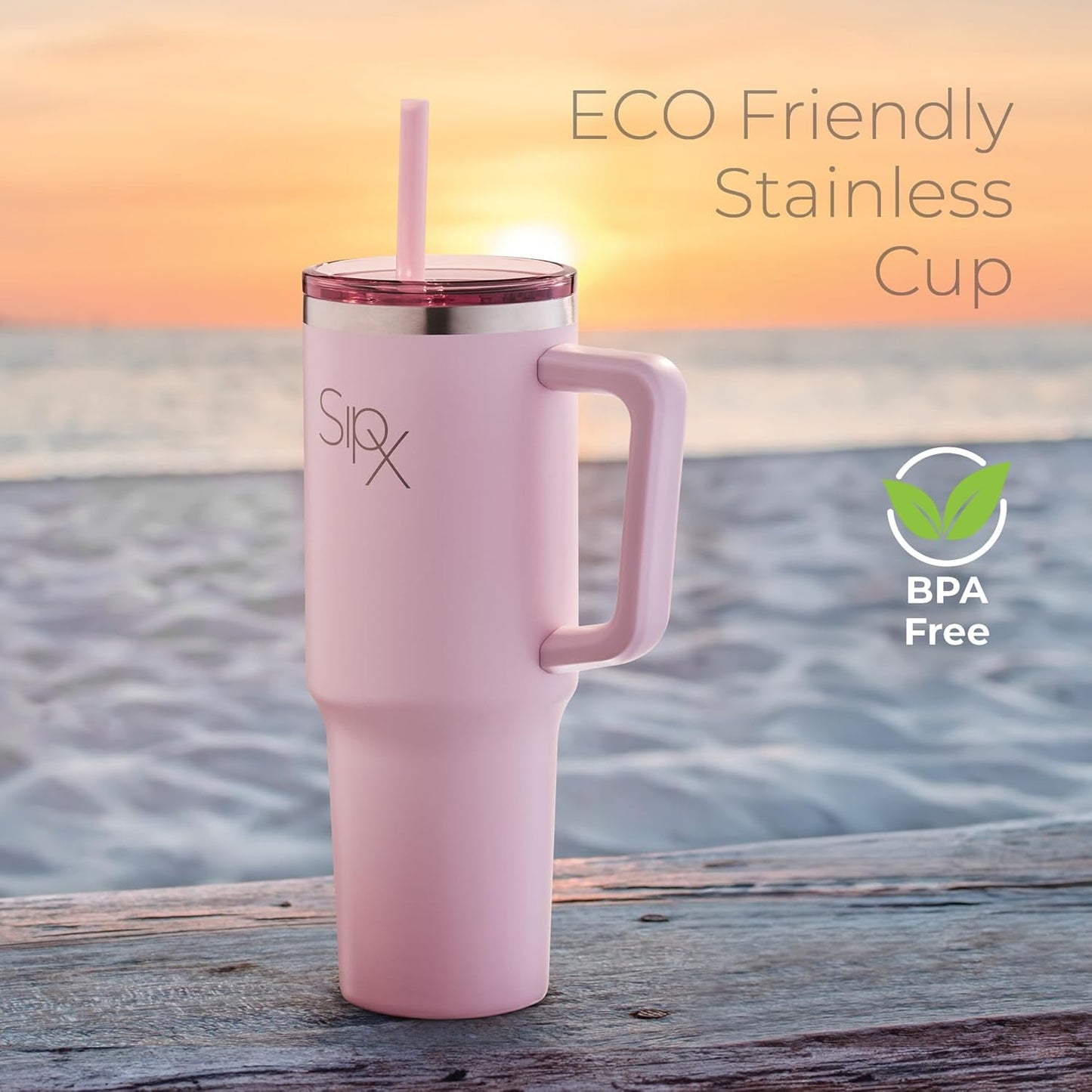 SIPX™ Insulated Tumbler 40 oz - Vacuum-Sealed Stainless Steel, Leakproof Design | Perfect for Iced Coffee & Travel - Pink
