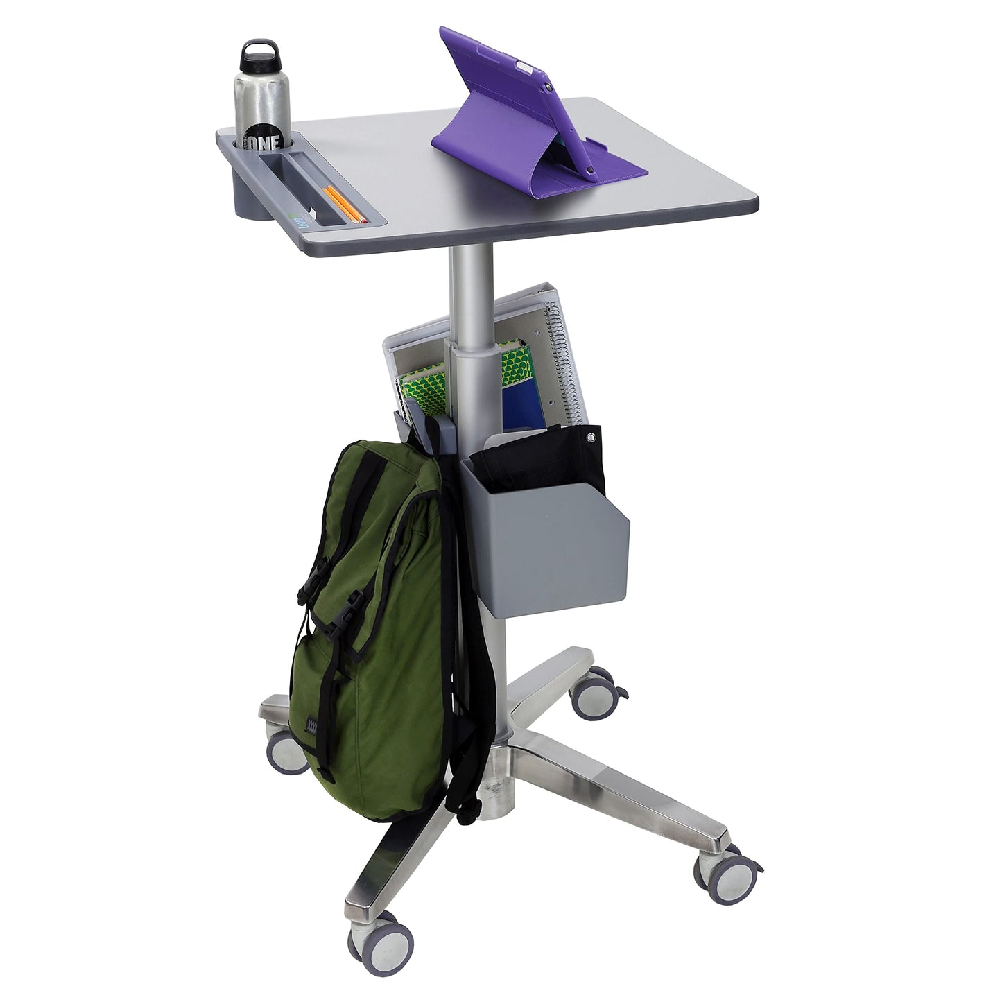 Ergotron – LearnFit Mobile Standing Desk, Adjustable Height Small Rolling Laptop Computer Sit Stand Desk with Wheels for Classroom, Office, Medical or Home Use – Adjusts from 29 to 45 Inches – Grey
