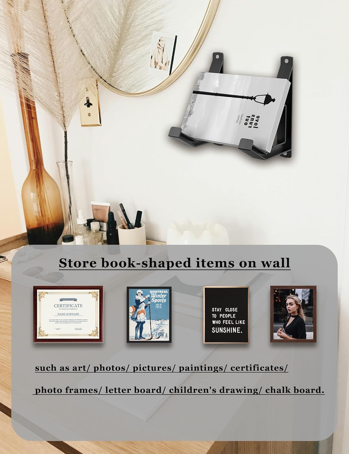 Universal Wall Mount Storage Organizer for Keyboard/Laptop/Tablet, Wall Display Rack Holder for Electronics, Compatible