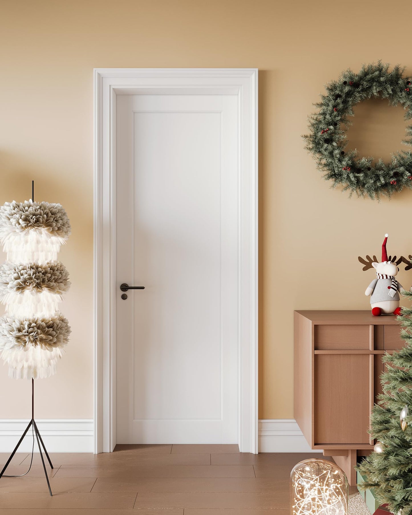 30"x 80"Interior Slab Door, 1-Panel French Door Slab, Pre-Assembled White Primed Solid Core Panel w/o Prehung Jamb, for Pantry Closet Laundry Bedroom Office