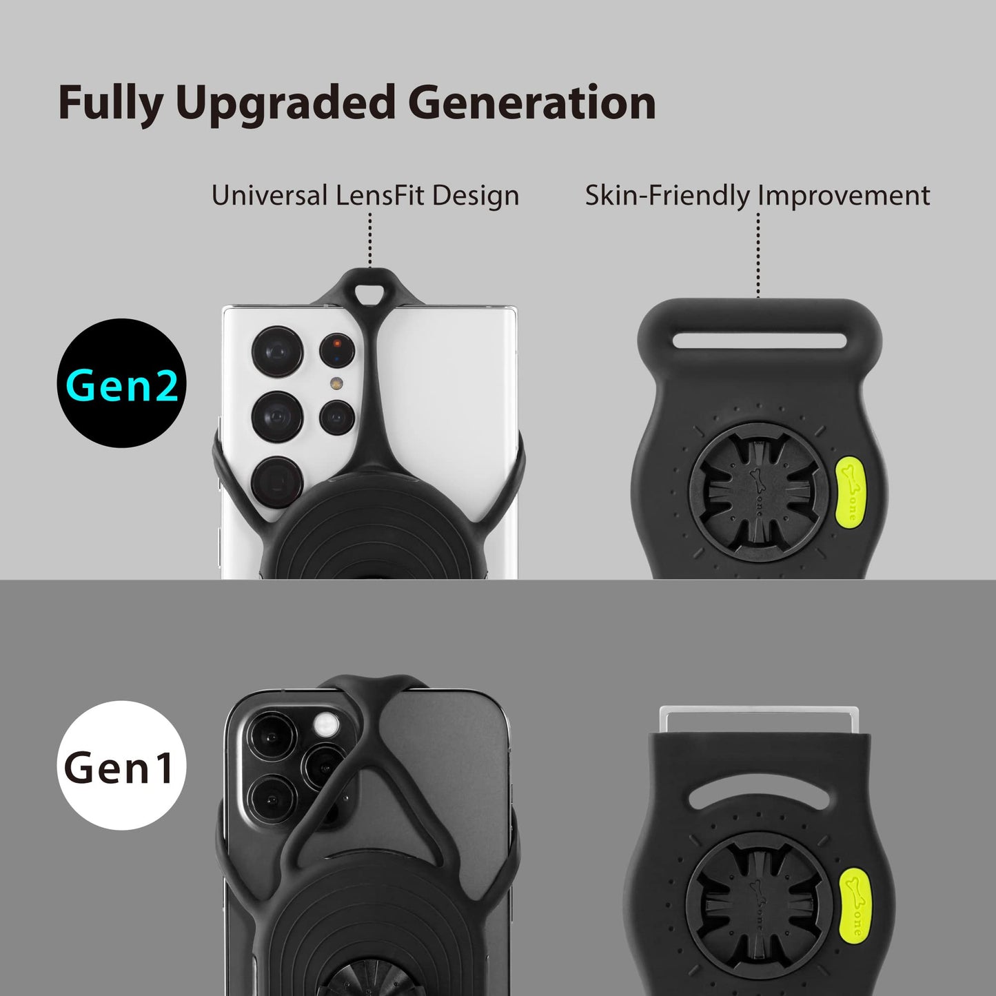 Bone Run Tie Connect Kit 2, Running Cell Phone Holder, Detachable & 360° Rotatable Sport Armband, Skin-Friendly Silicone Workout Phone Carrier Compatible with Most Smartphones (Connection Kit)