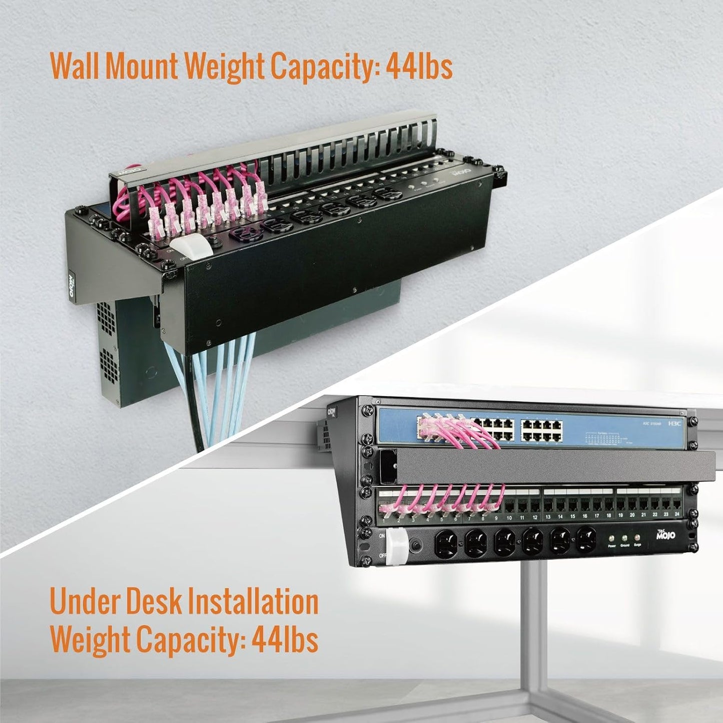 Tecmojo 2U 19" Vertical Wall Mount Rack,Foldable Vertical Rack and Wall Mountable Patch Panel Bracket,Server Rack