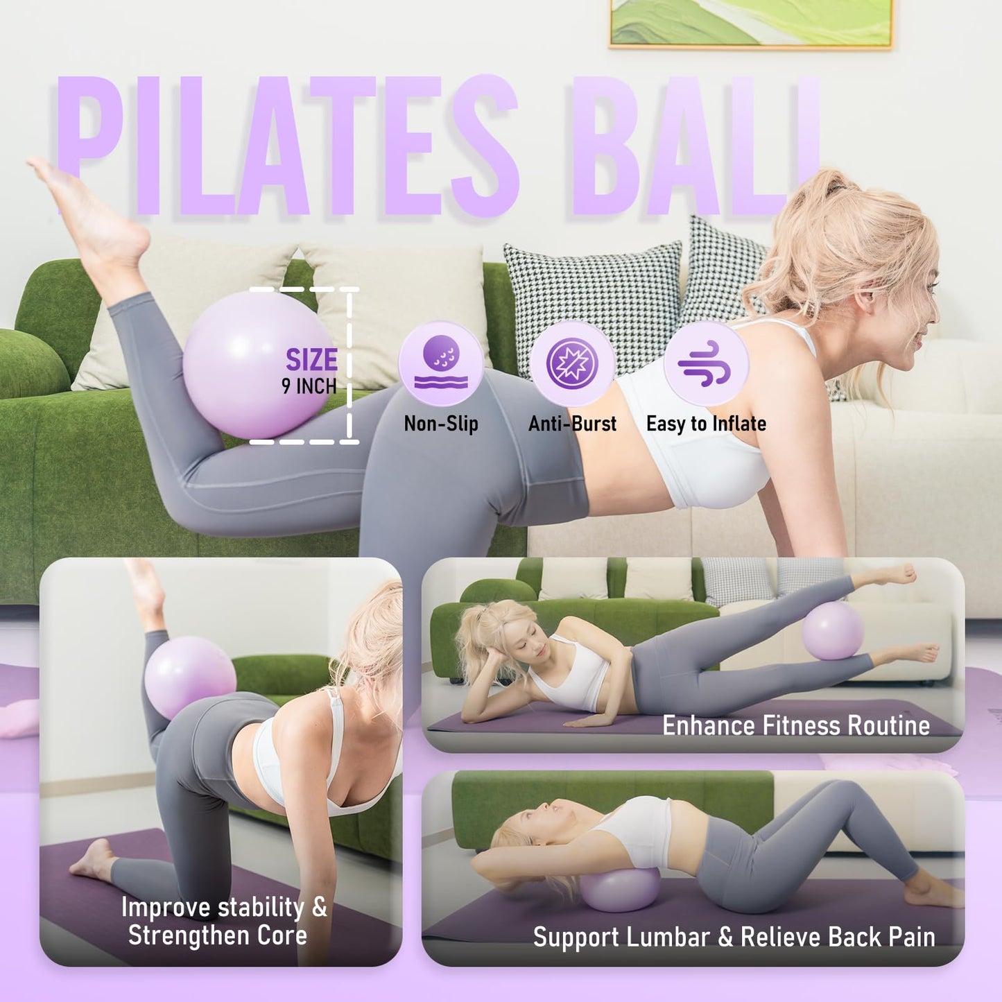 Pilates Ring Kit for Women, Pilates Equipment – 14.5" Home Magic Circle Workout with Pilates Ball, Resistance Bands, Better me Pilates Essentials Starter Set for Beginners Toning Shape Full Body