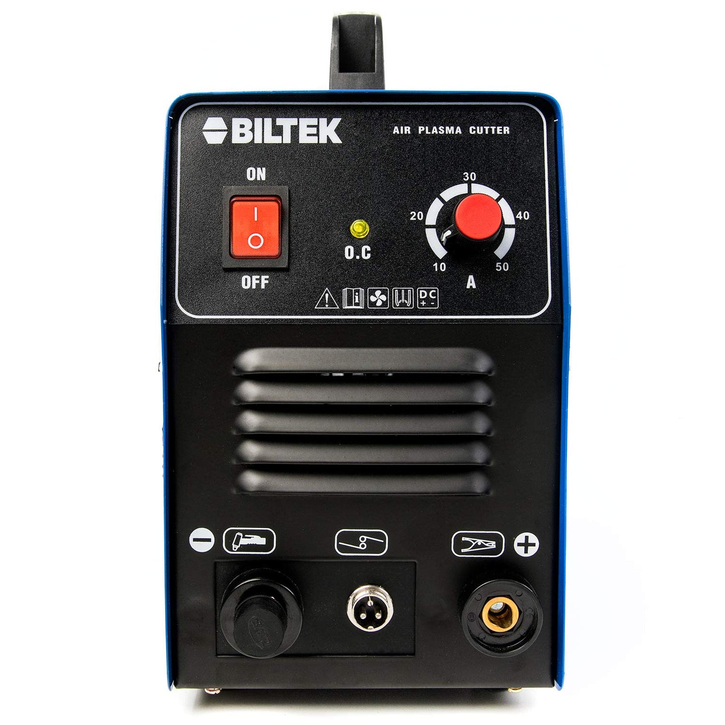 Biltek 50Amp Non-Pilot Arc Plasma Cutter, Dual Voltage 110V/220V with Pre-Attached 110V US Plug, 1/2 Inch Cut, Blue