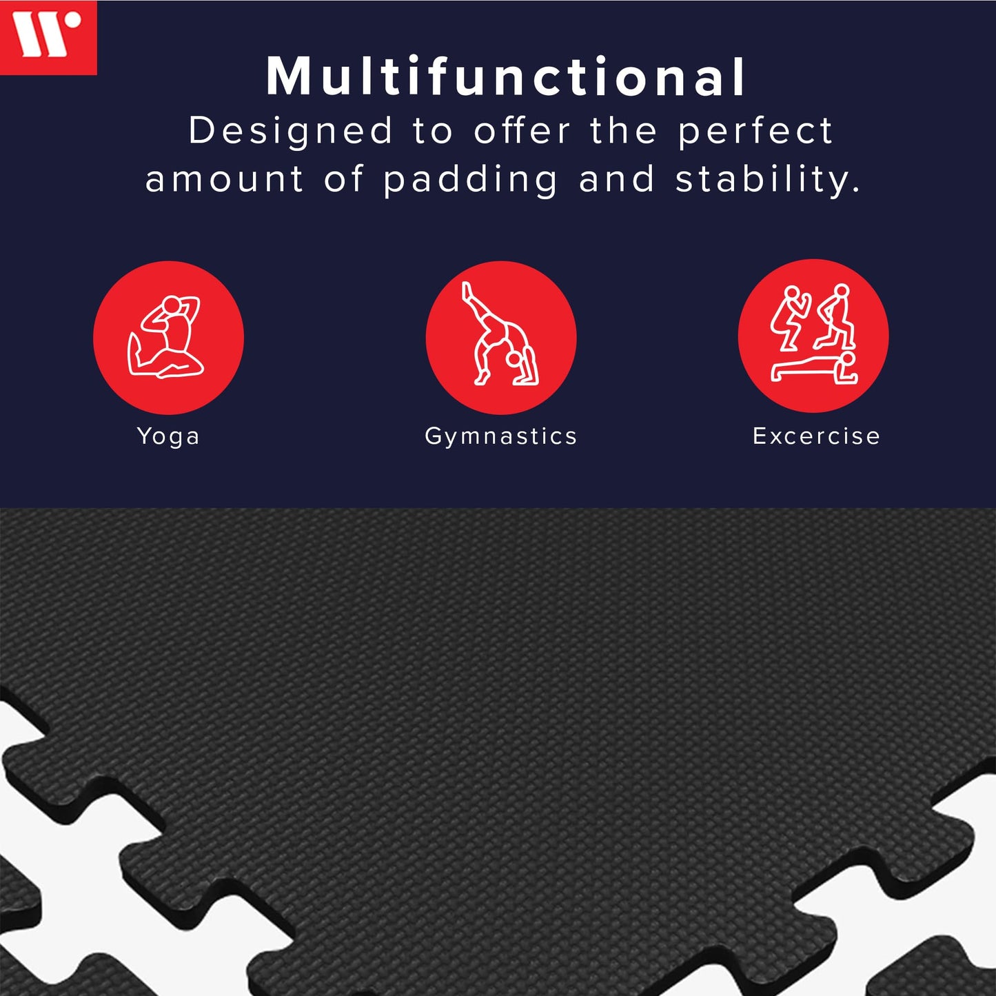 We Sell Mats 3/8 Inch Thick Multipurpose Exercise Floor Mat with EVA Foam, Interlocking Tiles, Anti-Fatigue for Home, or Gym, 24 in x 24 in