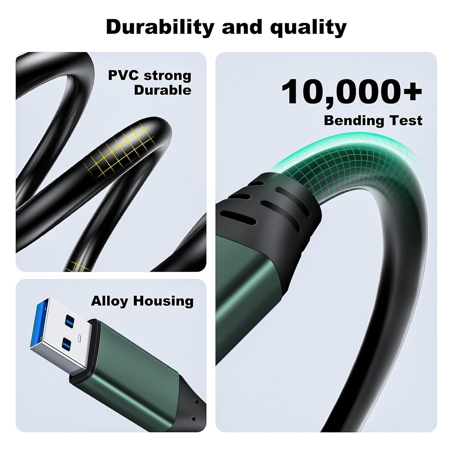 Kumiho 15Ft 3.0 USB Cable Male to Male Type A to A Cable for Data Transfer,Hard Drive Enclosures,Laptop Cooler,DVD
