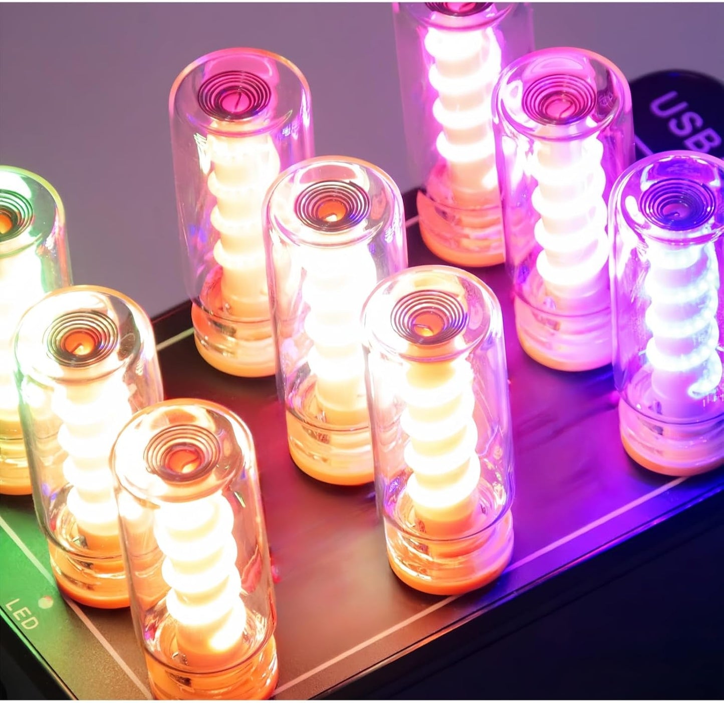 Generic 3D Dimmable Touch Control USB Car Interior Lights - Retro Creative LED Ambient Lighting, Universal USB Lights