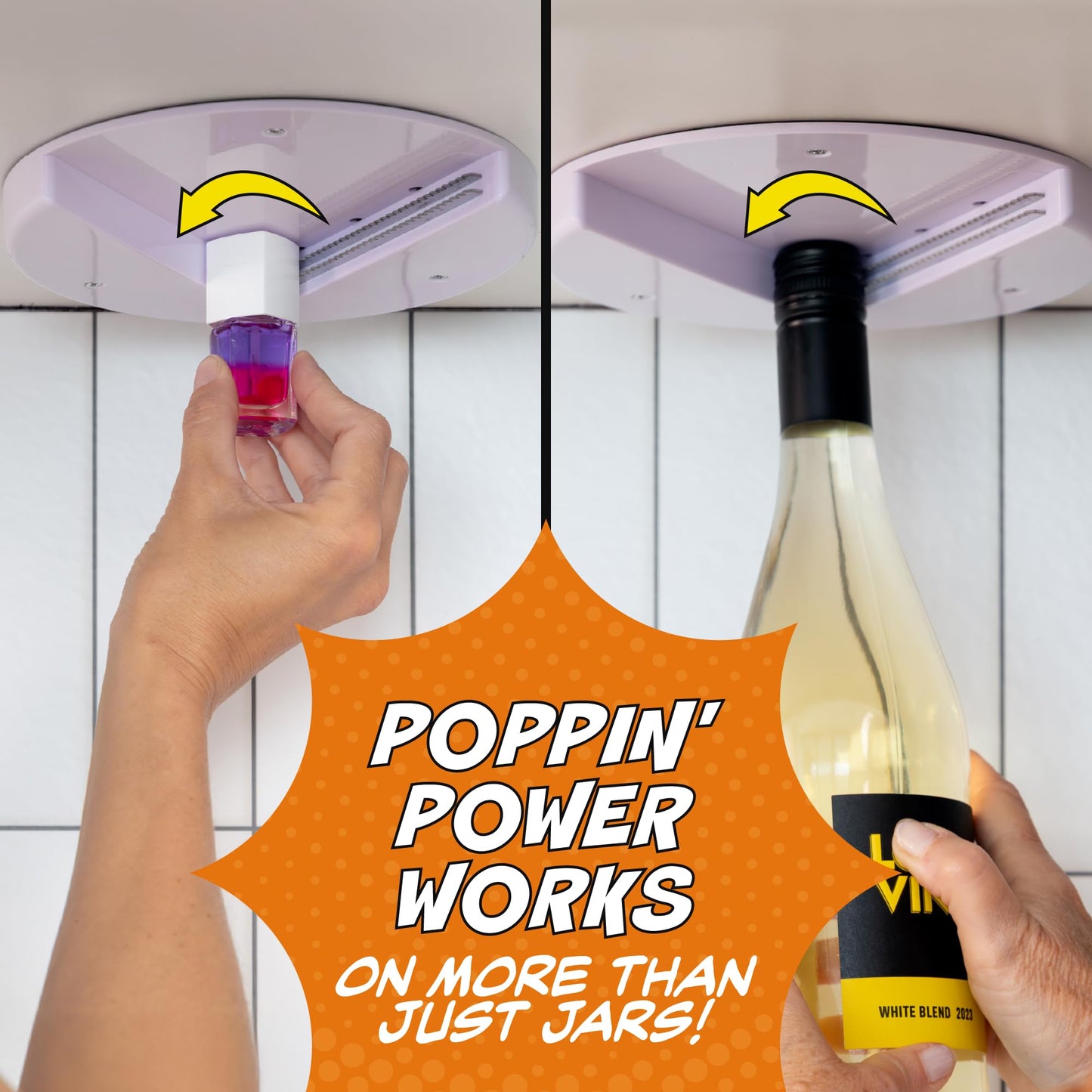 POPDATJAR Under Cabinet Jar Opener - Stainless Steel Lid Opener For Seniors With Arthritis & Weak Hands - Ideal for Any Size Lid - Easy, One-Handed Kitchen Gadgets & Elderly Must Haves