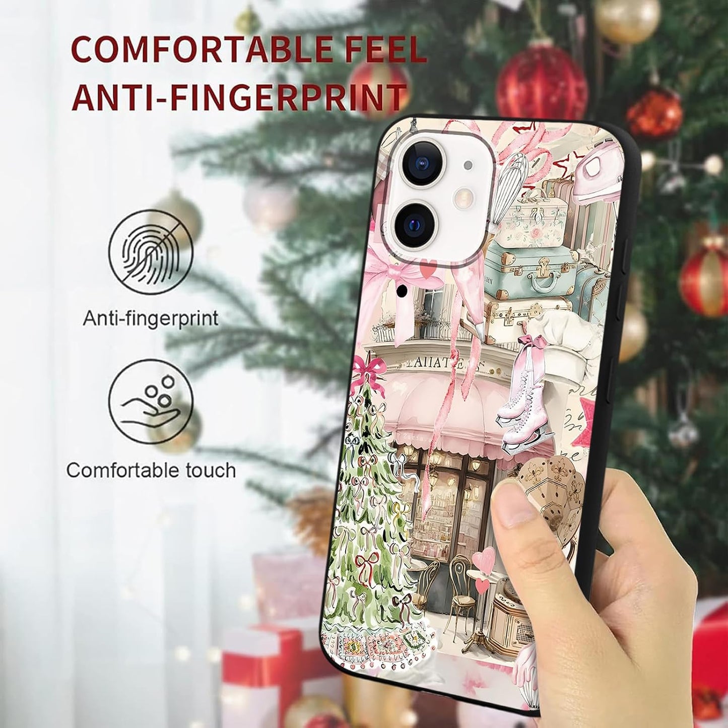 Aoldimu 12/12 12 6.1 Inch Aesthetics Christmas Collage Phone Cases for iPhone Pro Case Merry Christmas Shockproof Soft